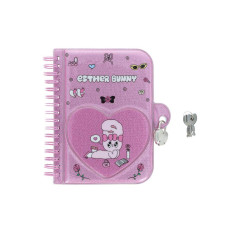 Japan Esther Bunny A6 Spiral Lockable Journal - Mochimochi Pink