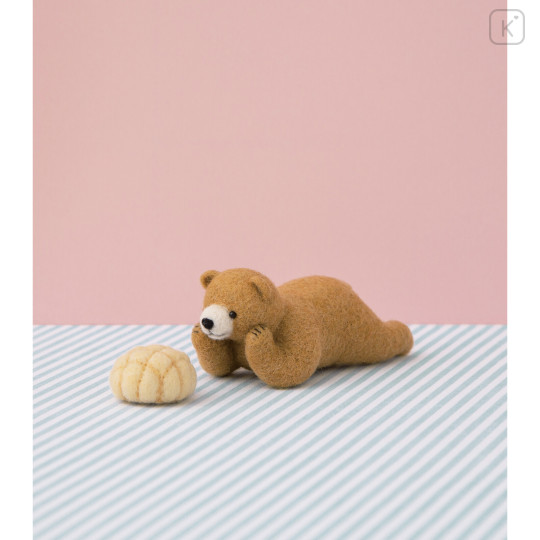Japan Hamanaka Wool Needle Felting Kit - Brown Bear and Melon Bread - 1