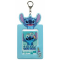 Japan Disney Photo Holder Card Case Keychain - Stitch : Happy - 1
