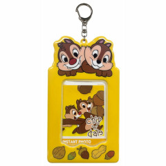 Japan Disney Photo Holder Card Case Keychain - Chip & Dale : Smile