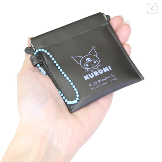 Japan Sanrio Mini Squeeze Pinch Pouch - Kuromi : Face - 2