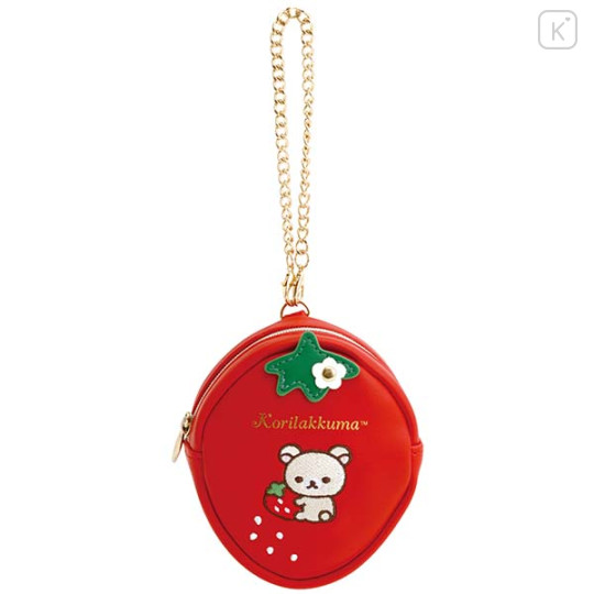 Japan San-X Store Mini Pouch with Chain - Korilakkuma : Tochigi Strawberry Ambassador - 1
