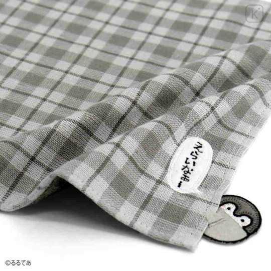 Japan Koupen Chan Gauze Towel Handkerchief - Tartan Black Grey - 2