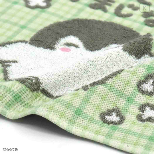 Japan Koupen Chan Gauze Towel Handkerchief - Tartan Green Good Luck Charm - 2
