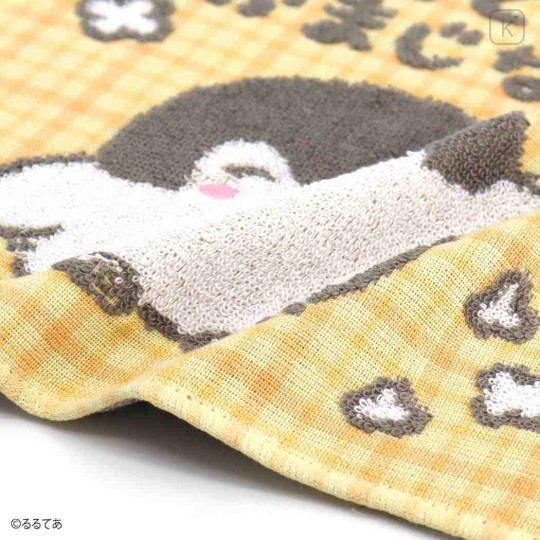 Japan Koupen Chan Gauze Towel Handkerchief - Tartan Orange Good Luck Charm - 2