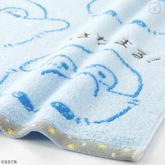 Japan Koupen Chan Embroidered Mini Towel Handkerchief - Happy Blue - 2