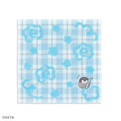 Japan Koupen Chan Gauze Towel Handkerchief - Tartan Flower Blue