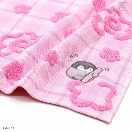 Japan Koupen Chan Gauze Towel Handkerchief - Tartan Flower Pink - 2