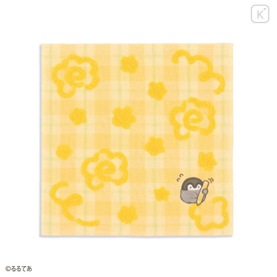 Japan Koupen Chan Gauze Towel Handkerchief - Tartan Flower Yellow - 1
