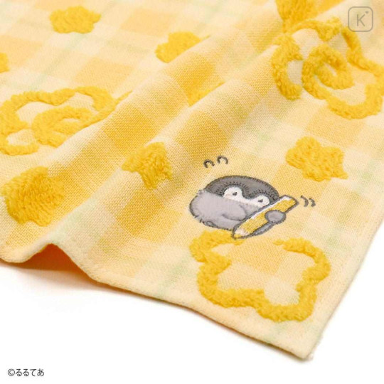 Japan Koupen Chan Gauze Towel Handkerchief - Tartan Flower Yellow - 2