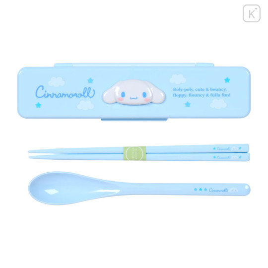 Japan Sanrio Original Chopsticks 18cm & Spoon with Case - Cinnamoroll : Bouncy Fun - 1