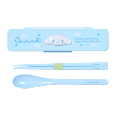 Japan Sanrio Original Chopsticks 18cm & Spoon with Case - Cinnamoroll : Bouncy Fun