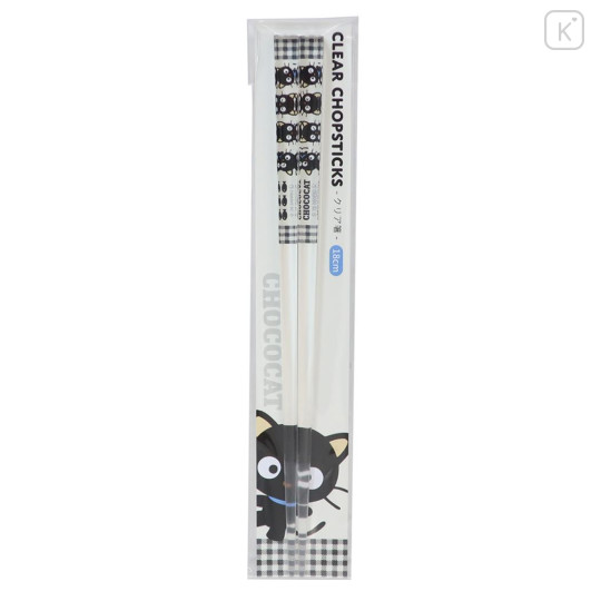 Japan Sanrio Clear Chopsticks 18cm - Chococat : Gingham Black - 1