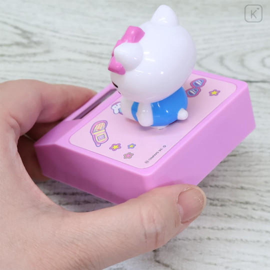 Japan Sanrio Solar Bobblehead - Hello Kitty : Sitting Pink - 2