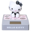 Japan Sanrio Solar Bobblehead - Hello Kitty : Sitting Houndstooth Black - 1