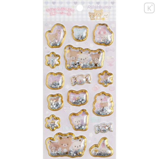 Japan San-X Sparkling Puffy Air Sticker - Rilakkuma : Smiling Happy For You - 1