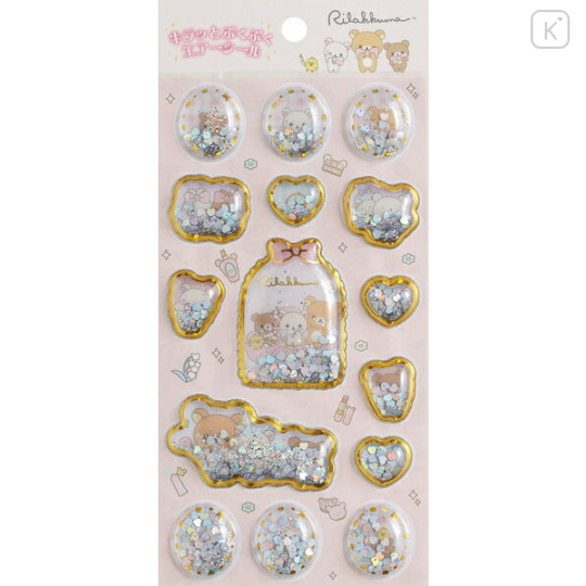 Japan San-X Sparkling Puffy Air Sticker - Rilakkuma : Makeup Rilakkuma - 1