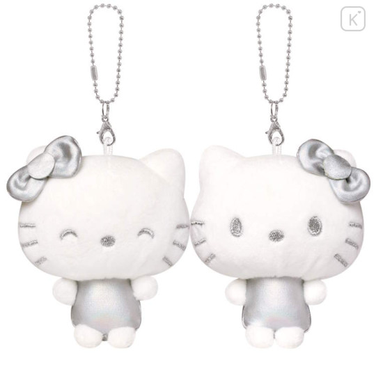 Japan Sanrio Mascot Holder Connecting Set - Hello Kitty & Hello Mimmy : Sliver - 1