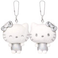 Japan Sanrio Mascot Holder Connecting Set - Hello Kitty & Hello Mimmy : Sliver - 1