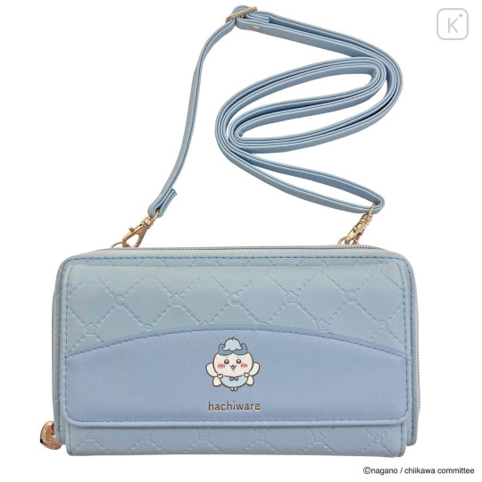 Japan Chiikawa Long Wallet Pochette - Hachiware : Fairy Embossed Blue - 1