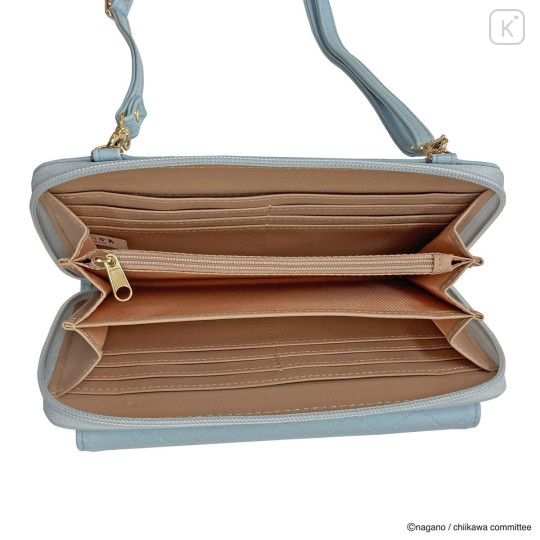 Japan Chiikawa Long Wallet Pochette - Hachiware : Fairy Embossed Blue - 8