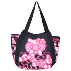 Japan Sanrio Balloon Tote Bag - Hello Kitty : Ribbon Black Pink