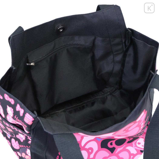 Japan Sanrio Balloon Tote Bag - Hello Kitty : Ribbon Black Pink - 3