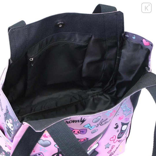 Japan Sanrio Balloon Tote Bag - Kuromi : Favourite Black Pink - 3