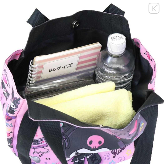 Japan Sanrio Balloon Mini Tote Bag - Kuromi : Favourite Black Pink - 3