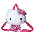 Japan Sanrio Plush Backpack - Hello Kitty : Leopard Pink - 1