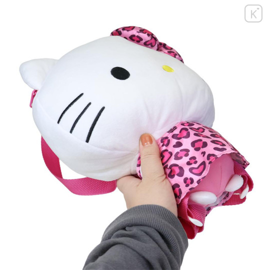 Japan Sanrio Plush Backpack - Hello Kitty : Leopard Pink - 3