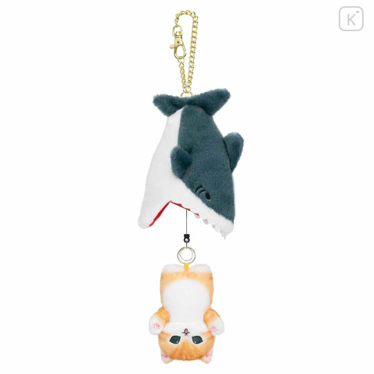 Japan Mofusand Retractable Plush Bag Charm - Shark Cat Crisis - 6