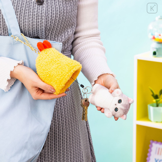 Japan Mofusand Retractable Plush Bag Charm - Shrimp Cat - 2