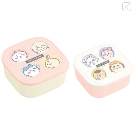 Japan Chiikawa Nesting Food Storage Container Set - Characters Face Pink - 1
