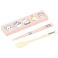 Japan Chiikawa Chopsticks 18cm & Spoon with Case - Chiikawa : Characters Face Pink - 1