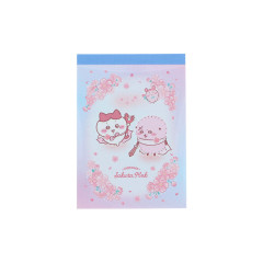 Japan Chiikawa Mini Notepad - Hachiware & Rakko : Sakura Pink