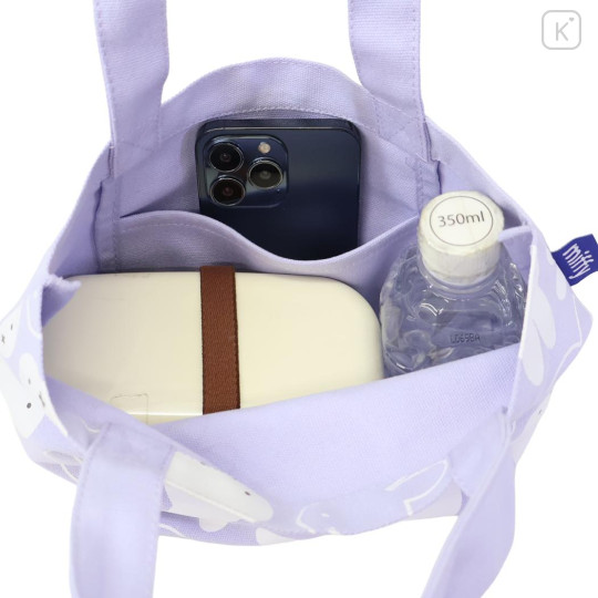 Japan Miffy Mini Tote Bag - Miffy : Face Light Purple - 3