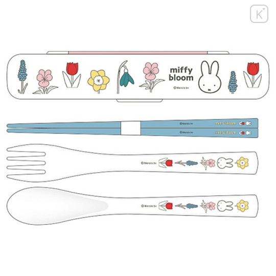 Japan Miffy Bento Lunch Cutlery Set Spoon Fork Chopstick - Miffy : Bloom - 1