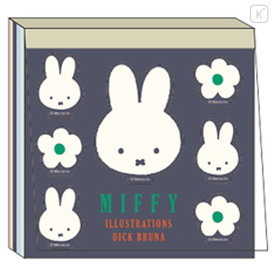 Japan Miffy Square Memo Pad - Miffy : Flower Black - 1