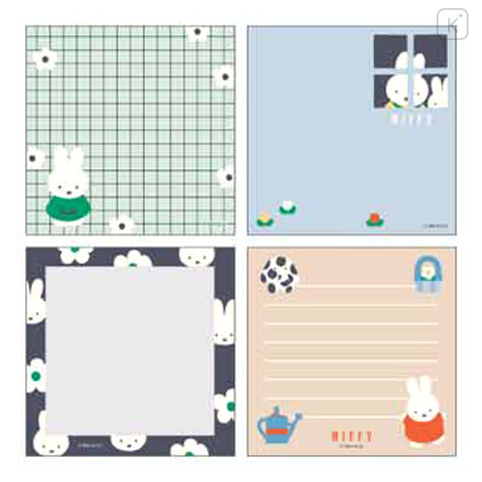 Japan Miffy Square Memo Pad - Miffy : Flower Black - 2