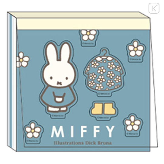 Japan Miffy Square Memo Pad - Miffy : Blue Flower Dress - 1