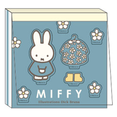 Japan Miffy Square Memo Pad - Miffy : Blue Flower Dress