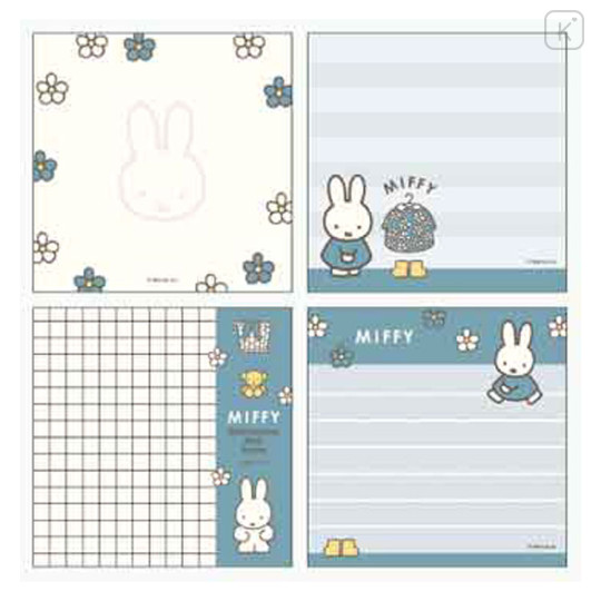 Japan Miffy Square Memo Pad - Miffy : Blue Flower Dress - 2