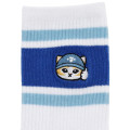 Japan Mofusand Embroidered Low Crew Socks - Nyanto! Moving Center Cat Good Job Blue - 6