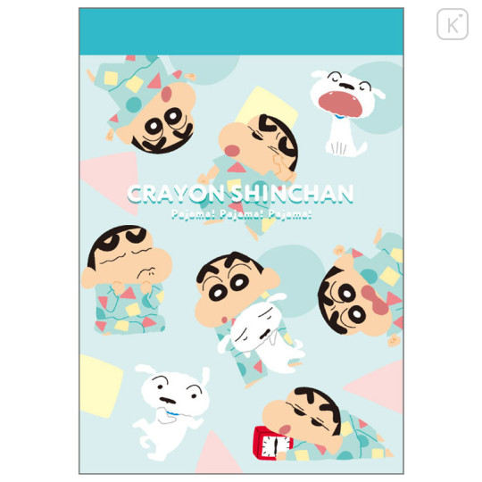 Japan Crayon Shin-chan Mini Notepad - Shinnosuke Nohara & Shiro : Pajama Mint - 1