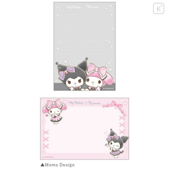 Japan Sanrio Mini Notepad - Kuromi & My Melody : Sweet Cute Ribbon Dress - 2