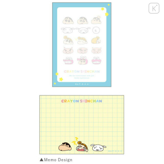 Japan Crayon Shin-chan Mini Notepad - Shinnosuke Nohara & Shiro : Funny Face Blue - 2