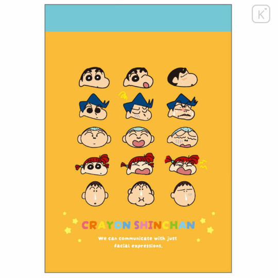 Japan Crayon Shin-chan Mini Notepad - Shinnosuke Nohara : Friends Funny Face Orange - 1