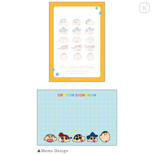 Japan Crayon Shin-chan Mini Notepad - Shinnosuke Nohara : Friends Funny Face Orange - 2