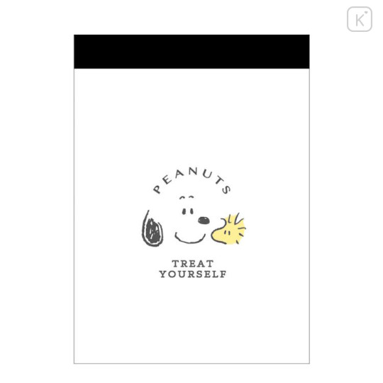 Japan Peanuts Mini Notepad - Snoopy & Woodstock : Smile Face White - 1